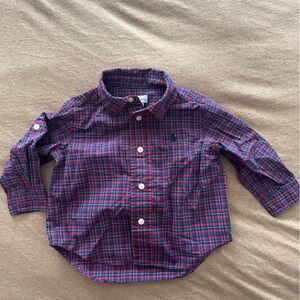 Ralph Lauren Red and Navy Plaid Button-Up Shirt